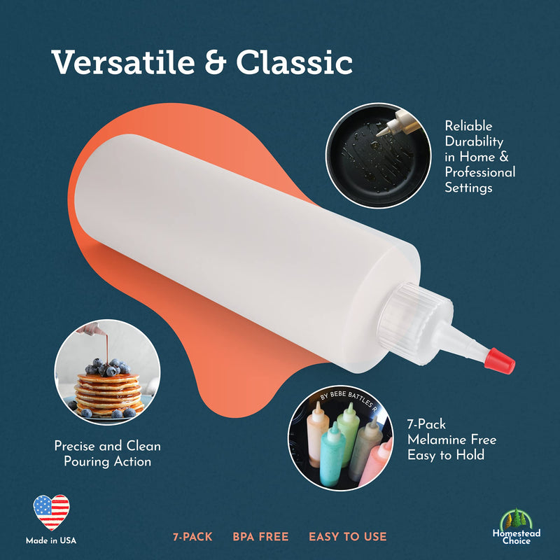 [Australia - AusPower] - 7-pack Plastic Condiment Squeeze Bottles - 16 Ounce with Red Tip Cap - Made in USA - Perfect for Ketchup, BBQ, Sauces, Syrup, Condiments, Dressings, Arts and Crafts 16oz 7 pack 