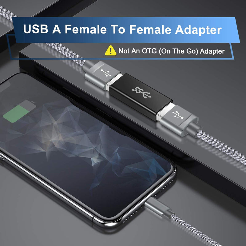 [Australia - AusPower] - Basesailor USB Female to Female Adapter (3-Pack), USB 3.0 Female to Type A Female 3.0 Cable Coupler for Connecting Two USB Male Ends Cord, Extension Connector (Black (Upgraded)) Black 