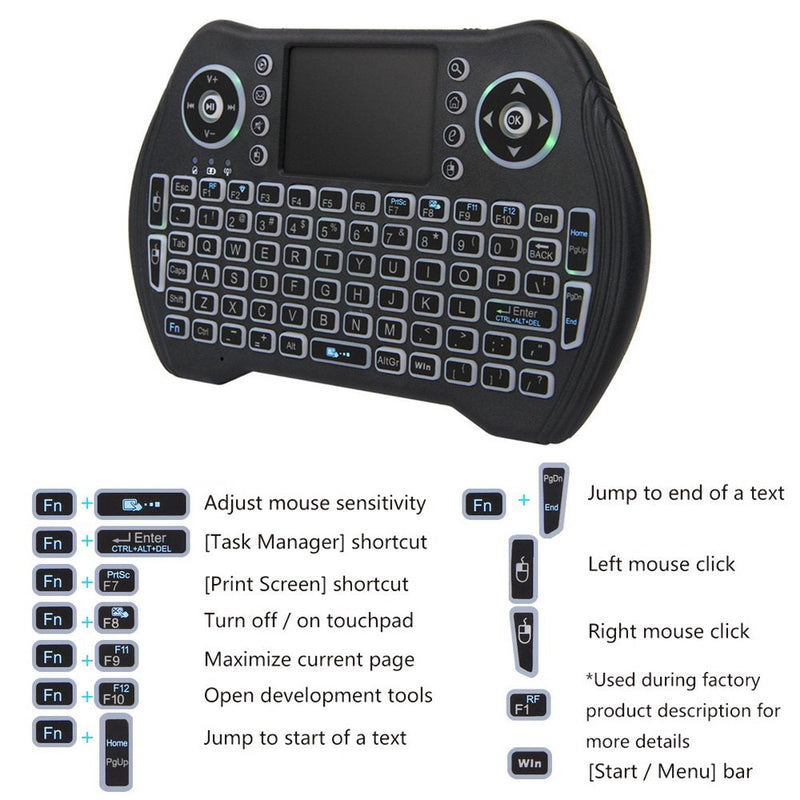 [Australia - AusPower] - 2.4G Wireless Keyboard with Touchpad Mouse, LED Backlit USB Mini Keyboard Multi-Media Handheld Android Box Remote Keyboard for Pc,Pad,Xbox 360, Ps3, Google Android Tv Box, Htpc, Iptv, Raspberry Pi 