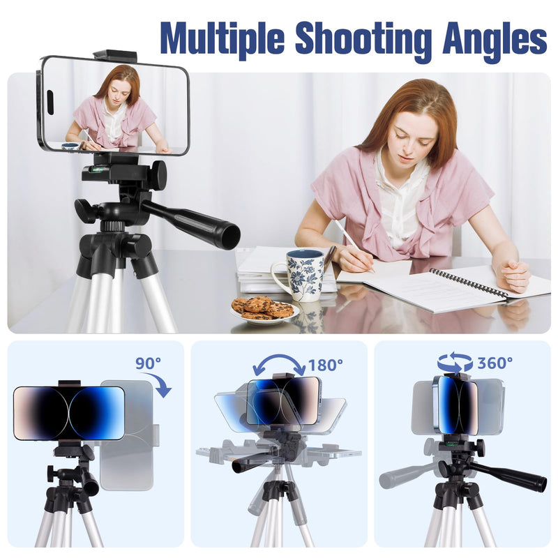 [Australia - AusPower] - Phone Tripod, Lusweimi 44-inch iPhone Tripod with Phone Holder Mount/Wireless Remote for Cell Phone/Camera/Webcam/GoPro, Tabletop Lightweight Tripod for iOS/Android/Smartphone 