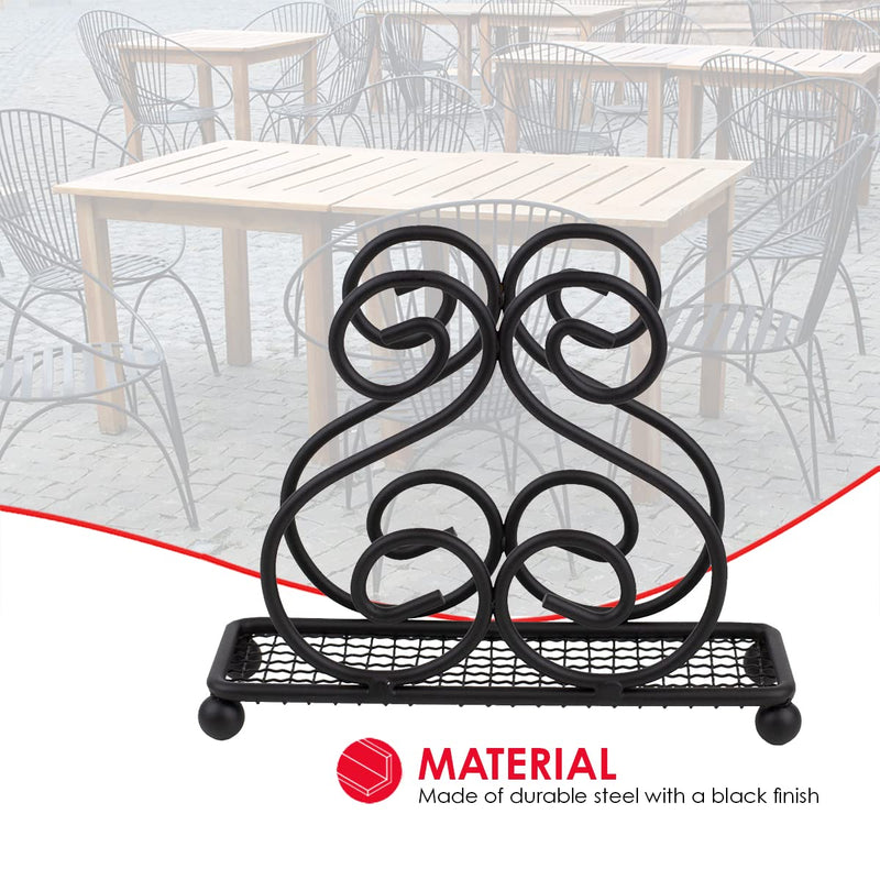 [Australia - AusPower] - Home Basics Scroll Collection Steel Napkin Holder, Freestanding Tissue Dispenser Organizer for Kitchen Countertop, Durable, Sturdy, Home Décor, Black 