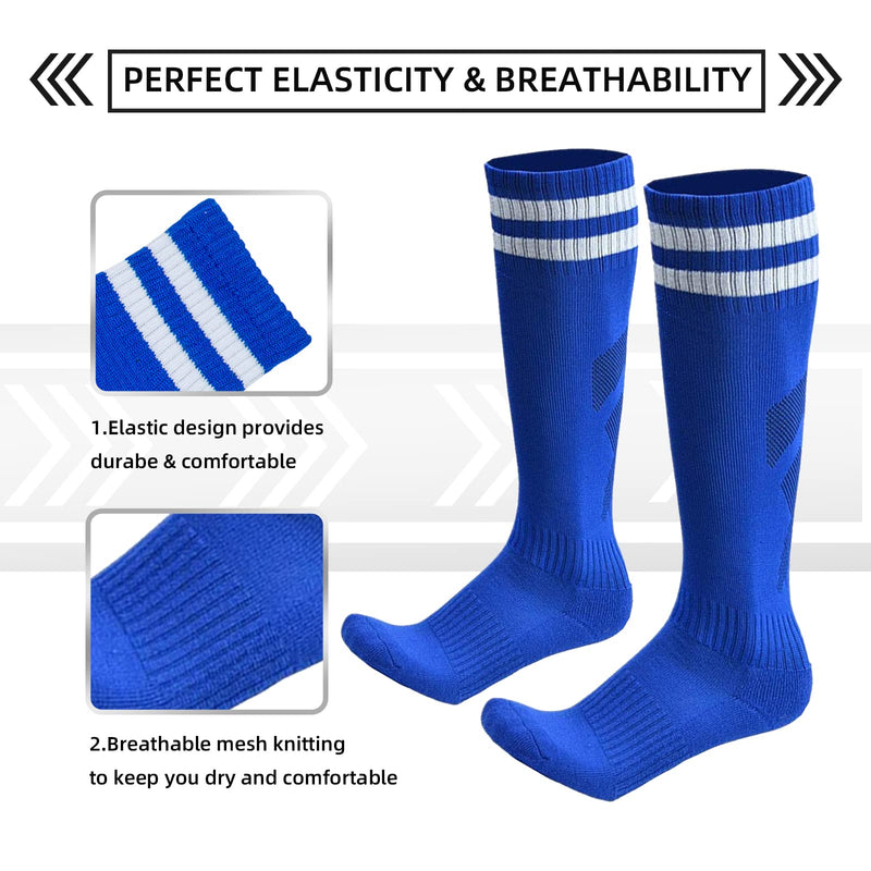 [Australia - AusPower] - AITUSI Soccer Shin Guards for Kids Youth, Shin Pads and Long Soccer Socks for 3-15 Years Old Boys Girls Toddler Children Teenagers, Soccer Equipment for Football Games Shin Guards with Socks, Black + Blue Small ( 3'3 - 3'10 Tall ) 