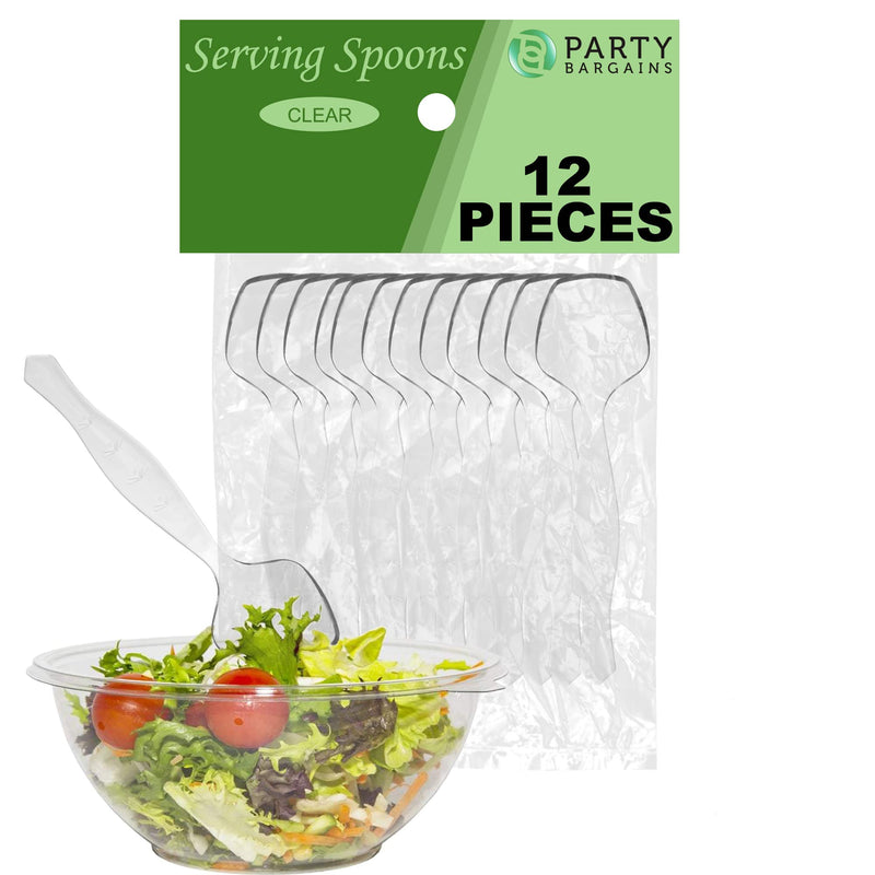 [Australia - AusPower] - PARTY BARGAINS 8.75" Disposable Plastic Serving Spoons - [12 Pack] Heavy Duty Clear Serving Spoon, Excellent for Wedding, Catering Services, Buffet, Birthday Parties 12 Count 