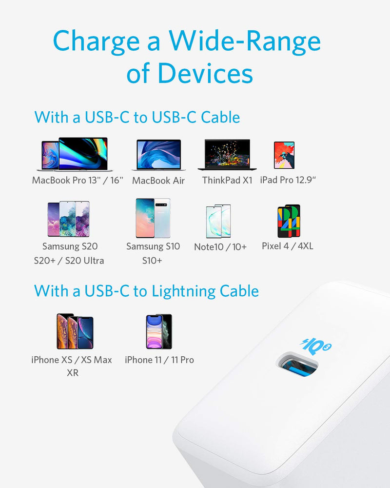 [Australia - AusPower] - USB C Charger, Anker 65W PIQ 3.0 PPS Compact Fast Charger Adapter, PowerPort III Pod Lite, for MacBook Pro/Air, Galaxy S20/S10, Dell XPS 13,Note 10+/10, iPhone 11/Pro, iPad Pro, Pixel, and More 