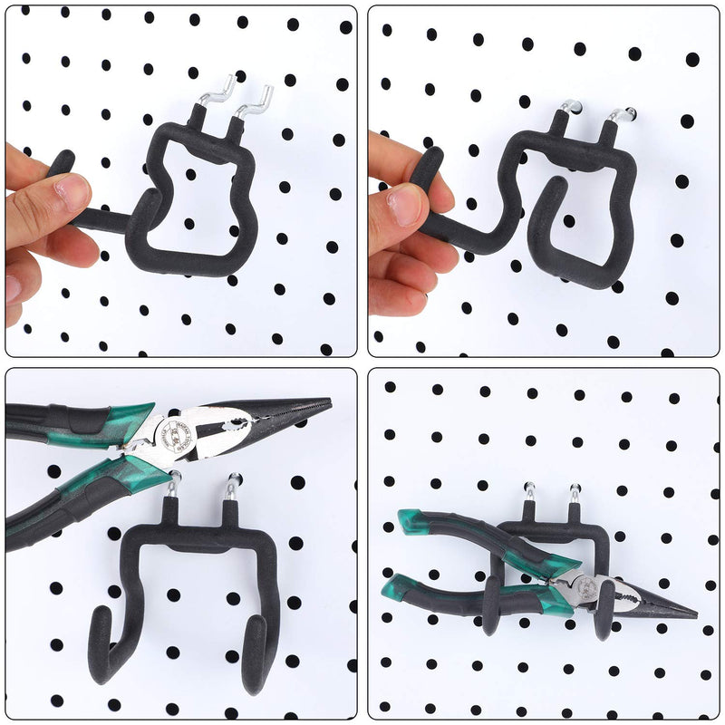 [Australia - AusPower] - 4 Pieces Pegboard Drill Holder, Pegboard Hooks Pegboard Organization Accessory Flat Double Utility Hook for Organize Tools, Accessories, Workbench, Garage Storage, Kitchen, Craft or Hobby Supplies 