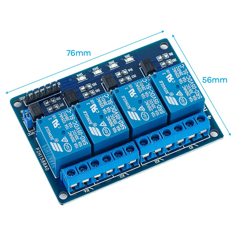 [Australia - AusPower] - Hosyond 4Pack 4 Channel DC 5V Relay Module with Optocoupler Relay Board for Arduino Raspberry Pi MEGA2560 