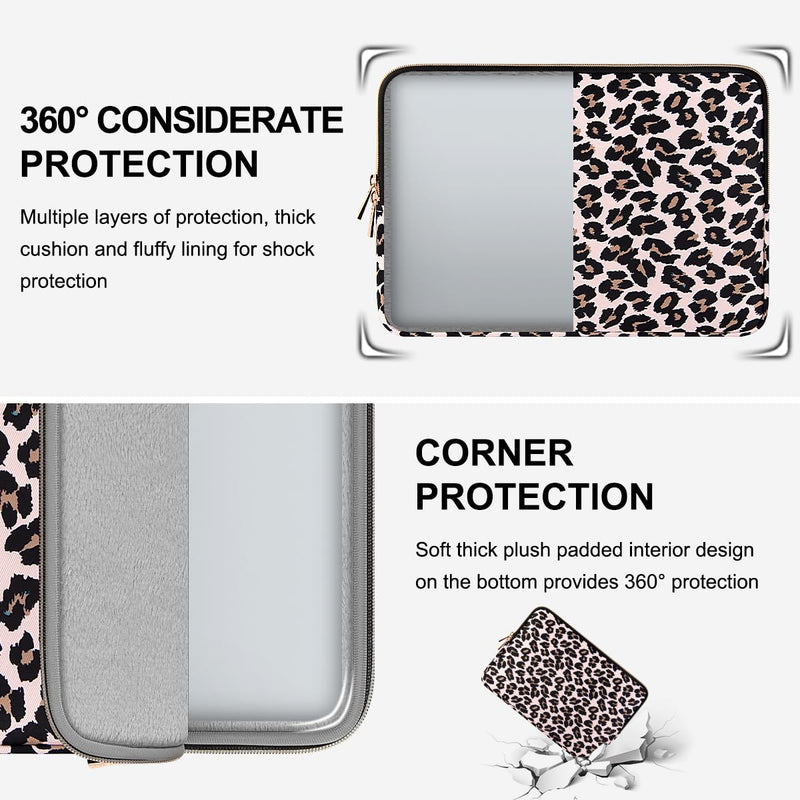 [Australia - AusPower] - ARVOK 15 15.6 16 inch Laptop Sleeve for MacBook Pro 15 inch/MacBook Pro 16 inch Water-Resistant Laptop Case Notebook Computer/Tablet Pouch Cover for HP/Dell/Lenovo/Asus/Acer/Samsung with Extra Bag 15-15.6 inch Pink Leopard Print 