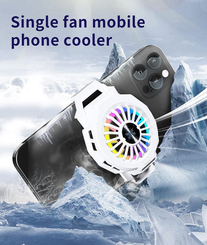 [Australia - AusPower] - Mobile Phone Cooler, Fast Cooling Semiconductor Phone Radiator with Fan for Gaming Lives Watch Videos Suitable for All Types of Cell Phones from Width of 2.63-3.46 inches White 