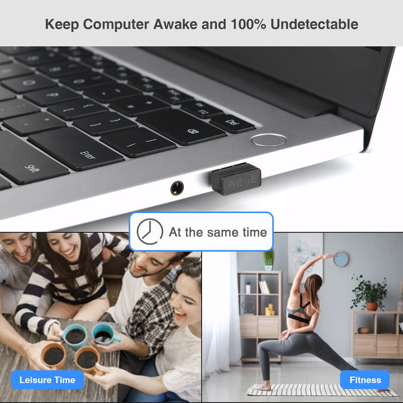 [Australia - AusPower] - Mouse Jiggler,Undetectable Mouse Mover Device USB Port with Type-C Adapter,Mouse Wiggler Shaker Keep Compute/ PC/ Laptop Awake,Prevent PC Entering Sleep Mode,Simulate Movement,Driver-Free,Plug&Play Mouse jiggler+Type C 