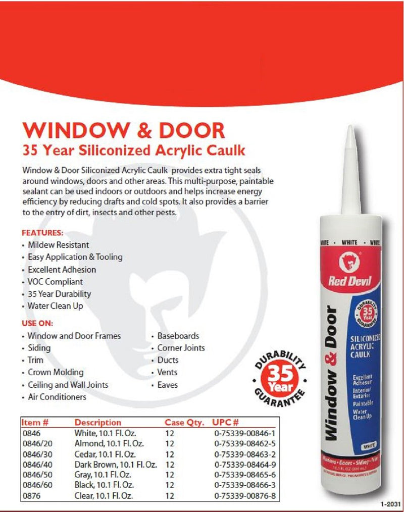[Australia - AusPower] - Red Devil 0846 Window & Door Siliconized Acrylic Caulk, 10.1 oz, White Pack of 1 