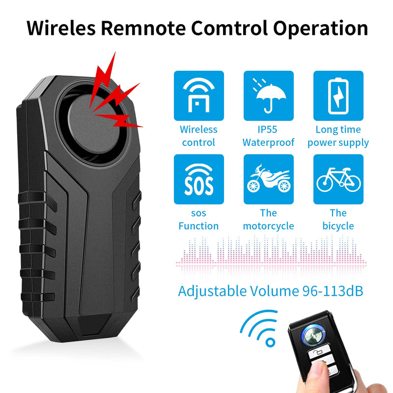 [Australia - AusPower] - Cruxer Bike Alarm with Remote, Wireless Vibration Motion Sensor Motorcycle Alarm,Anti-Theft Bicycle Alarm System Loud 113dB Burglar Vehicle Accessories for Mountain Bike Electric Scooter Trailer 