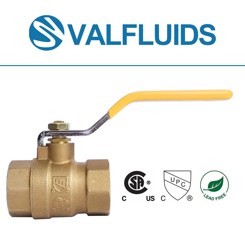 [Australia - AusPower] - VALFLUIDS Full Port Forged Lead Free Brass Ball Valve With Female Thread NPT Connector，150 PSI WSP / 600 PSI WOG. (1/2 Inch) 1/2 Inch 