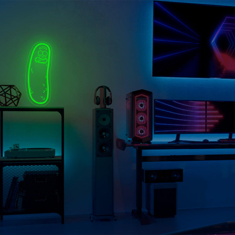 [Australia - AusPower] - Cartoon Pickle LED neon Sign for Wall Decoration, Anime Rick neon Light Sign for Man cave Decor, Christmas Ornament, Party and Game Room Decoration, Dimmable Dill neon Sign USB Power (Green 2) 
