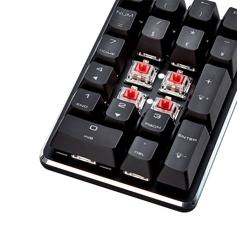 [Australia - AusPower] - Qisan Mechanical Numeric Keypad GATERON Red Switch Wired Ice Blue Backlight Gaming Keypad 21 Keys Mini Numpad Portable Keypad Extended Layout Black Magicforce 