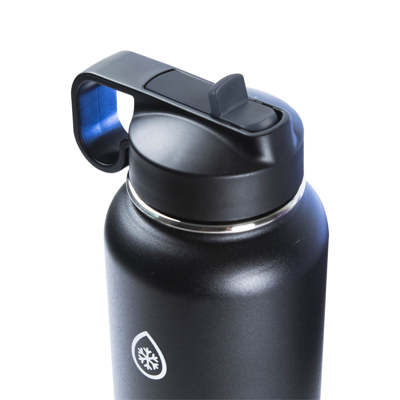 [Australia - AusPower] - Thermoflask Double Stainless Steel Insulated Water Bottle with Two Lids, 18 Ounce, Black 18 oz 