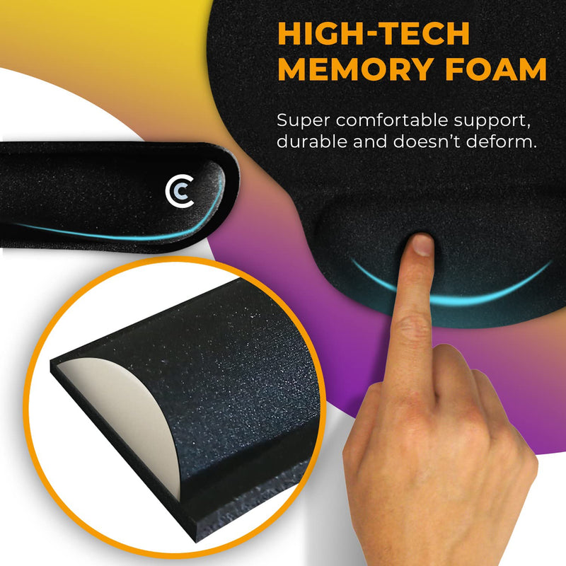 [Australia - AusPower] - Wrist Rests for Keyboard and Mouse Pad Set - Memory Foam Cushion, Black - Ergonomic Wrists Hand Arm Rest Support for Laptop Computer Desk and Gaming - Carpal Tunnel Syndrome Relief Original 