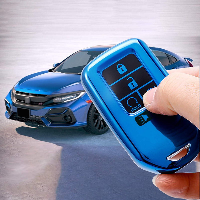 [Australia - AusPower] - SZJYLTC 5 Button Key Fob Case Cover for Honda 2019 Accord Civic Pilot Odyssey Passport CRV Smart Remote,Key Soft TPU Full Cover Protection Key Fob Shell Blue 