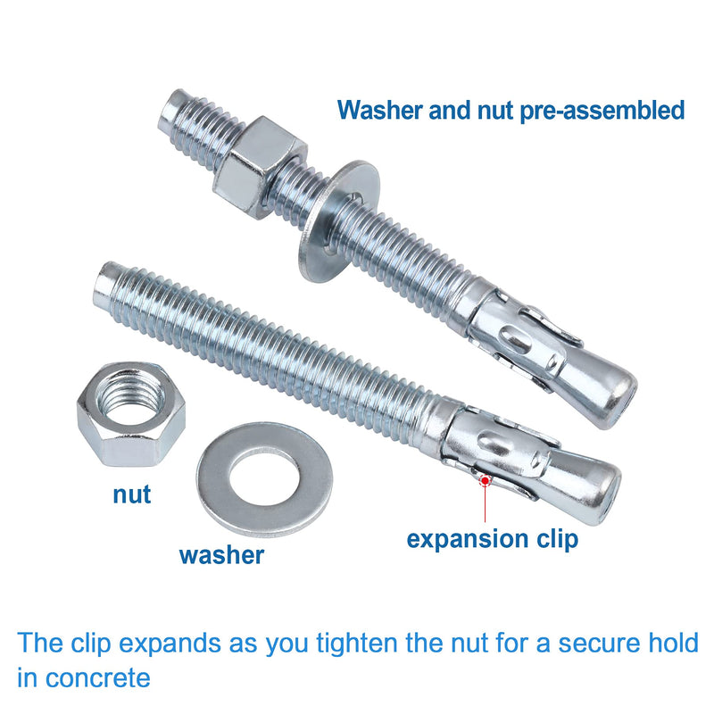 [Australia - AusPower] - Anrik 1/4 inch x 2-1/4 inch - 20 Pieces Wedge Anchor Zinc Plated Heavy Duty Fastener for Concrete 1/4" x 2-1/4" 