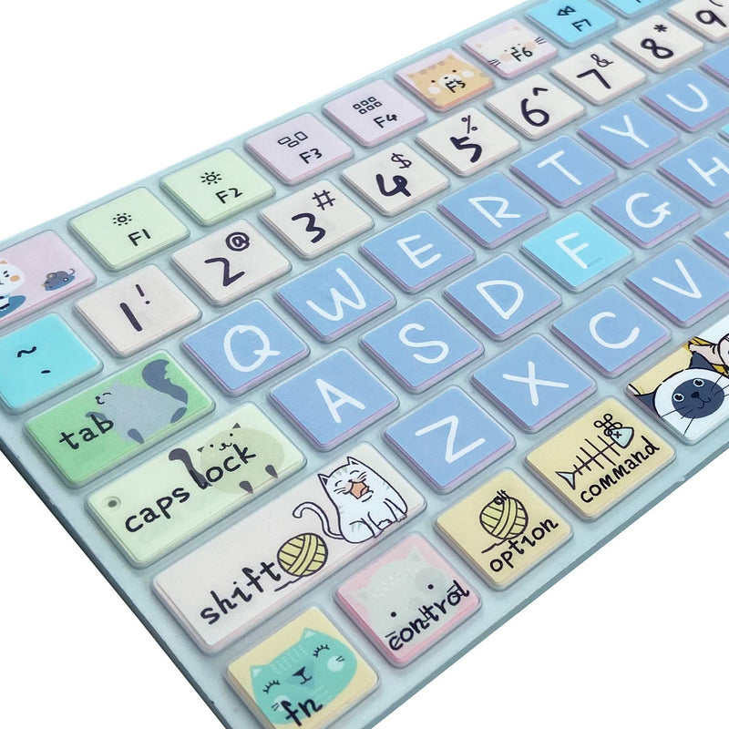 [Australia - AusPower] - Keyboard Cover Skin for Apple Wireless iMac Magic Keyboard MLA22LL/ A (Model: A1644), Silicone Skin Protector with Pattern & Big Letter Design, US Layout, Cute Cat Model: A1644 
