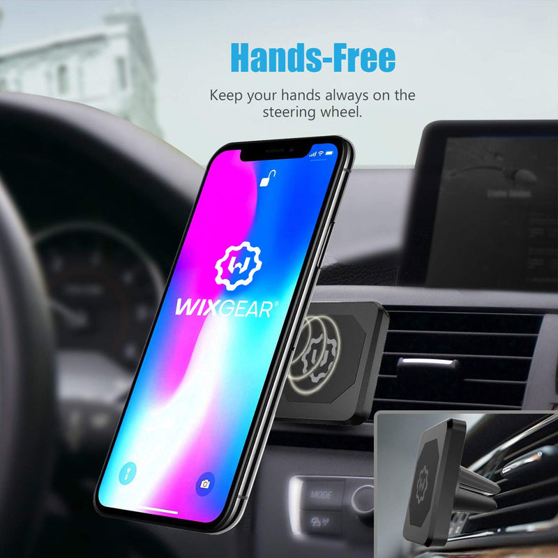 [Australia - AusPower] - WixGear Universal Air Vent Magnetic Phone Car Mount Holder for Cell Phones with Fast Swift-Snap Technology, Magnetic Cell Phone Mount [New Stronger Square Design] 