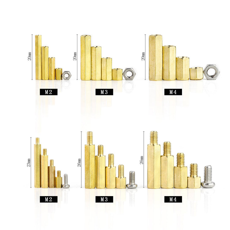 [Australia - AusPower] - Sutemribor 420PCS M2 M3 M4 Male Female Hex Brass Spacer Standoff Screw Nut Assortment Kit 