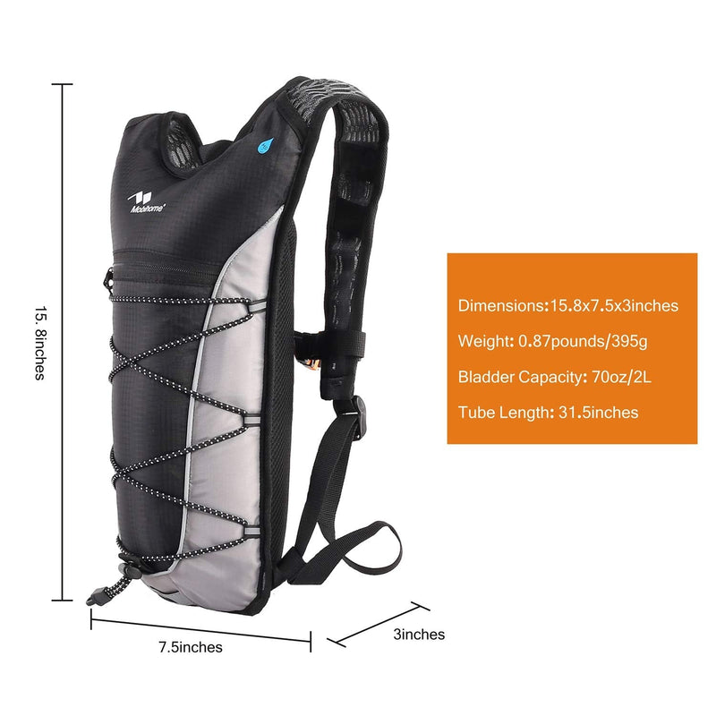 [Australia - AusPower] - Mobihome Hydration Backpack Lightweight Sport Daypack & Bike Backpacks with 2L Leak Proof Water Bladder, Adjustable Padded Shoulder, Chest & Waist Straps for Running, Hiking, Cycling, Climbing Black 