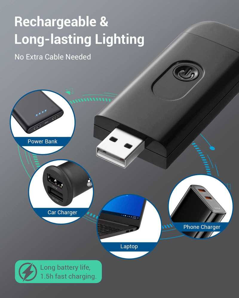 [Australia - AusPower] - DEWENWILS USB Rechargeable Book Light for Reading in Bed, Warm White, Brightness Adjustable, LED Clip on Book Reading Lights, Perfect for Bookworms, Kids, Black 