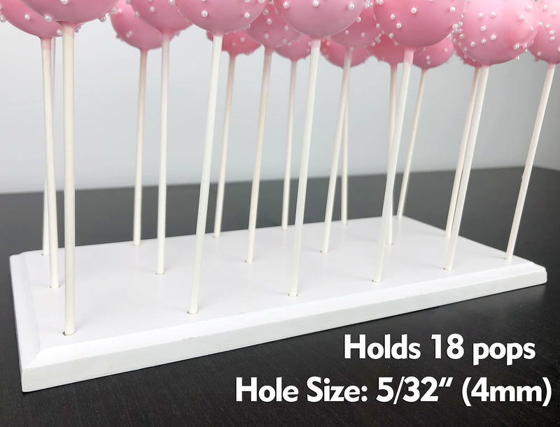 [Australia - AusPower] - Wood Cake Pop Stand Display - 18 Hole Lollipop Holder, Candy or Sucker Stand for Dessert Table of Wedding, Shower, Birthday Party, White - Fit 5/32" (4mm) Lollipop Sticks 