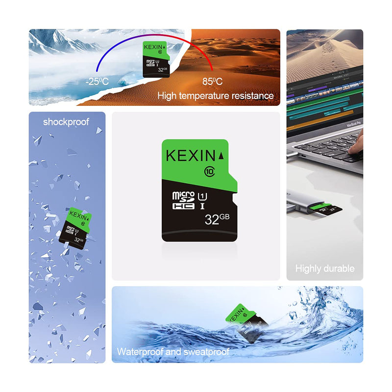 [Australia - AusPower] - KEXIN 3 Pack 32GB Micro SD Card Memory Card MicroSDHC UHS-I Memory Cards Class 10 High Speed Card, C10, U1, 32 GB 3 Pack 1).3 x 32G 