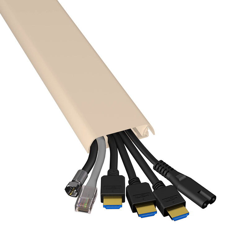 [Australia - AusPower] - D-Line TV Wall Mount Cord Hider, Hide Mounted TV Cables, Wire Covers, Self Adhesive Cover for Cords, Paintable, Low Profile, Seamless Cable Raceway - 2X 2.36in W x 0.59in H x 15.7in L - Beige 2x 15.7in Lengths 