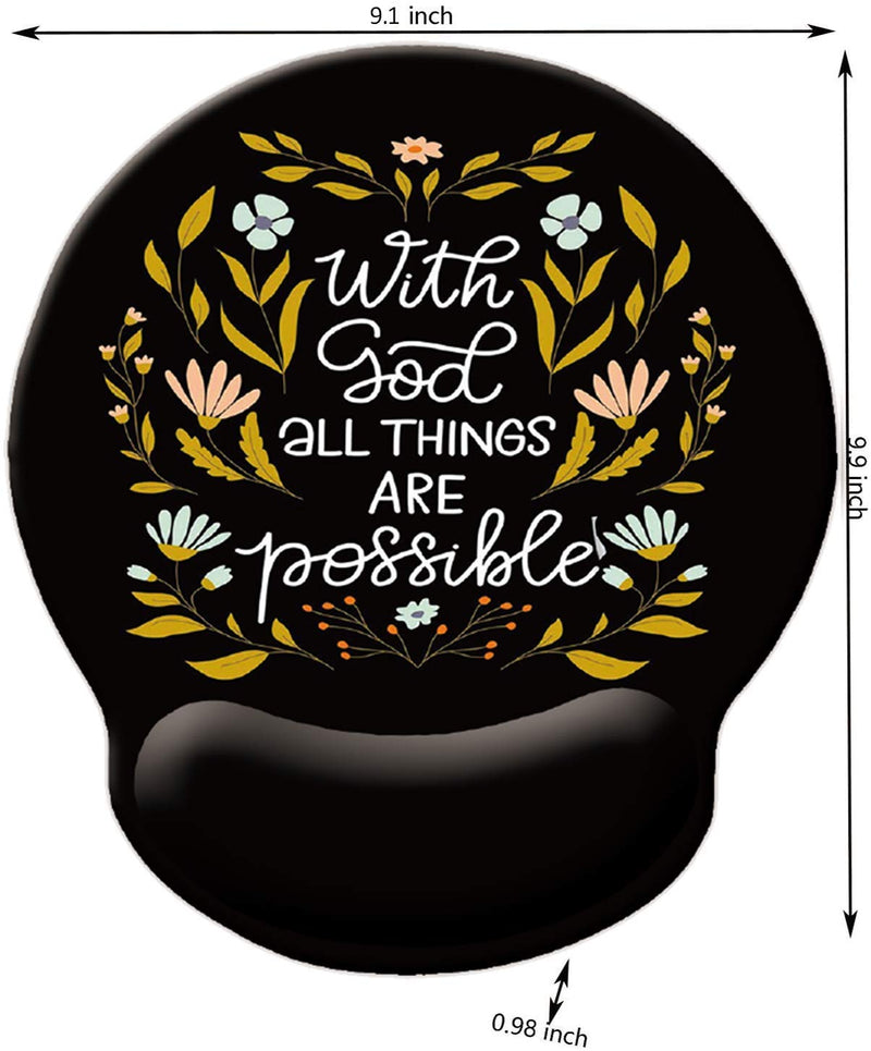 [Australia - AusPower] - Motivational and Inspirational Quote Wrist Protection Mouse Pad , with God All Things are Possible Bible Verse Scripture Quotes Religions Art 