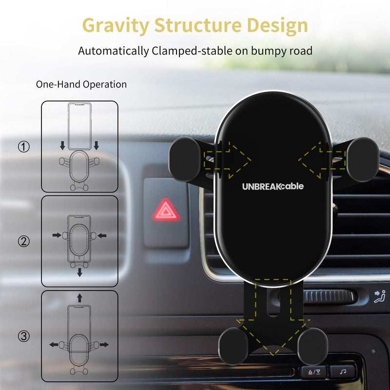 [Australia - AusPower] - UNBREAKcable Car Phone Mount Easy Clamp [Safe Driving & Bumpy Roads Friendly] Universal Hands-Free Dashboard Windshield Air Vent Phone Holder Car Compatible with All Phones iPhone Samsung & Truck 