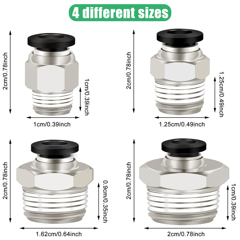[Australia - AusPower] - Hotop 20 Pieces Plated Brass Male Straight 12 Inch Tube OD 14 inch 18 inch 38 Inch NPT Thread Push to Connect Fittings 