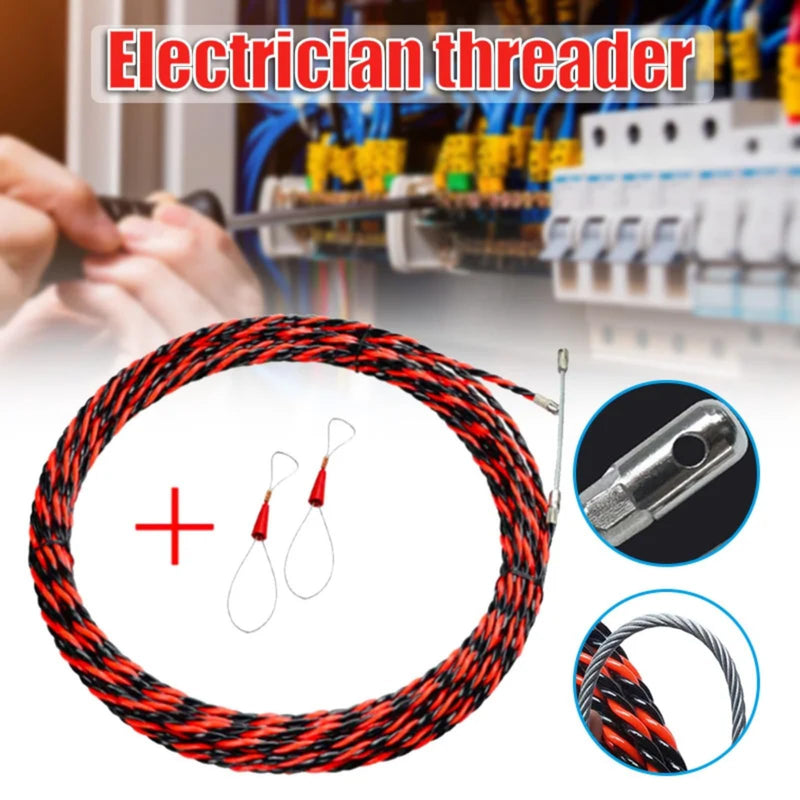 [Australia - AusPower] - ninesung Fish Tape, 33FT (10M) Wire Puller Through Wall Wire Threader OD 6mm Plus Fish Cable Fastener with Steel Rope 33FT (10M) 