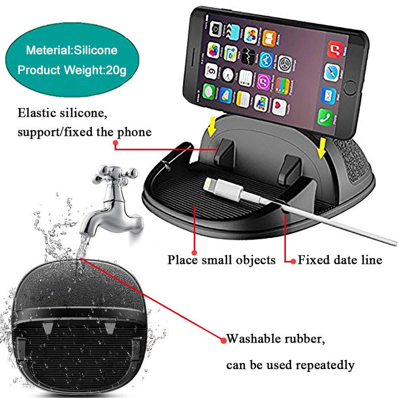 [Australia - AusPower] - Car Cell Phone Holder Non-Slip Silicone Pad Dash Mat Multiple Function Phone Holder Car GPS Cradle Dock Dashboard with Cable Slot Design for Samsung Galaxy and Other Cell Phones or GPS 