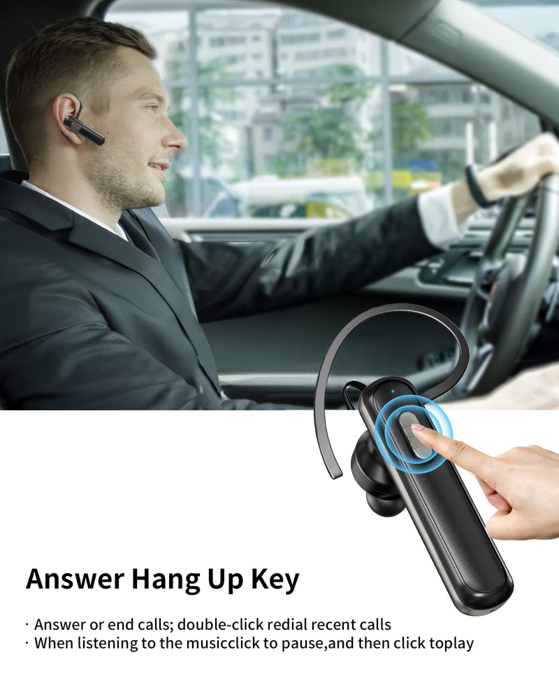 [Australia - AusPower] - Bluetooth Earpiece V5.1, Handsfree Bluetooth Headset for Cell Phones Wireless Earpiece with CVC8.0 Noise Cancelling Microphone and 260 Hours Standby Time for iPhone Android Samsung Laptop Truck Driver 