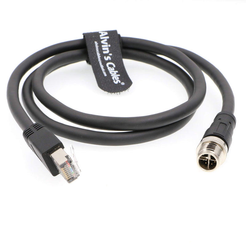 [Australia - AusPower] - Alvin’s Cables M12 8 Pin Male to RJ45 Shielded Ethernet Cable X Coded 8 Position Cat6a Cable for Cognex Industrial Camera 3.2ft/1M Black 