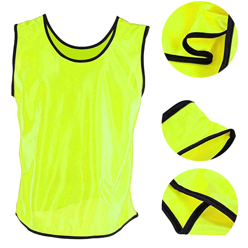 [Australia - AusPower] - DALLX Sports Scrimmage Nylon Mesh Team Practice Vests Pinnies Jerseys Bibs for Children Adult Youth Soccer Volleyball Yellow Large 