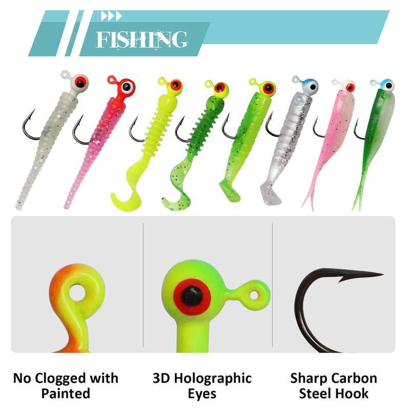 [Australia - AusPower] - Dovesun 110pcs Crappie Lures with Jig Heads Hooks Kit- Soft Plastic Grubs-Tubes Bait 80Pcs 1/8 1/16 1/32 oz 30Pcs Crappie Jigs Fishing Lures Kit for Saltwater Freshwater Fishing 