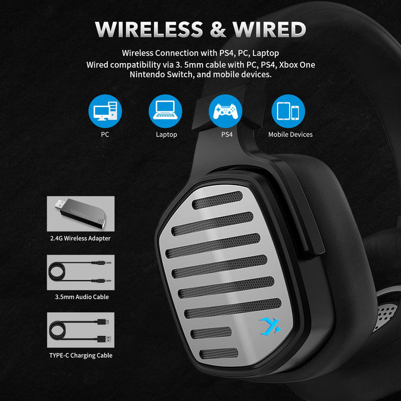 [Australia - AusPower] - NUBWO X Wireless Gaming Headset with Microphone for PS5, PS4, PC, Mac, Gamer Headphones wit Mic, 2.4GHz Wireless for Playstation Console, Wired Mode for Controller 