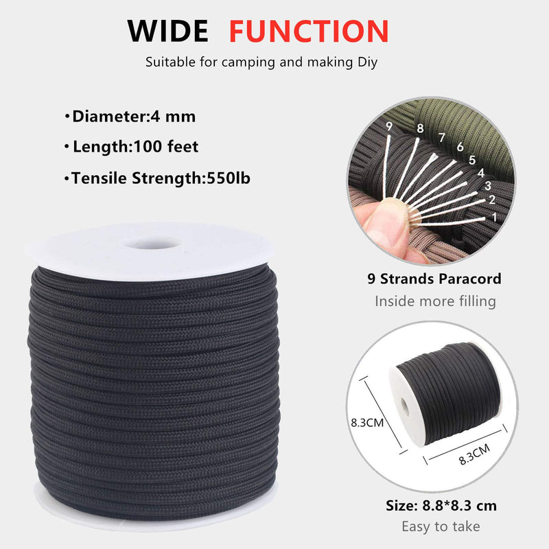 [Australia - AusPower] - GeGeDa Paracord 550 Cord Roll Mil-Spec 550lb Paracord 100Feet Spool Army Green 100.0 Feet 