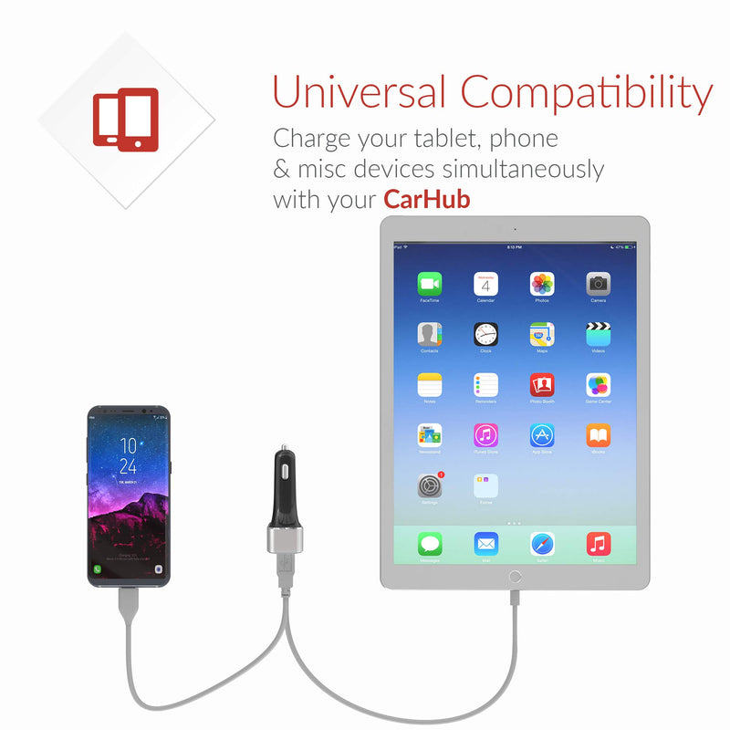 [Australia - AusPower] - Crave CarHub 54W 4 Port USB Car Charger, Qualcomm Quick Charge 3.0 - Black 