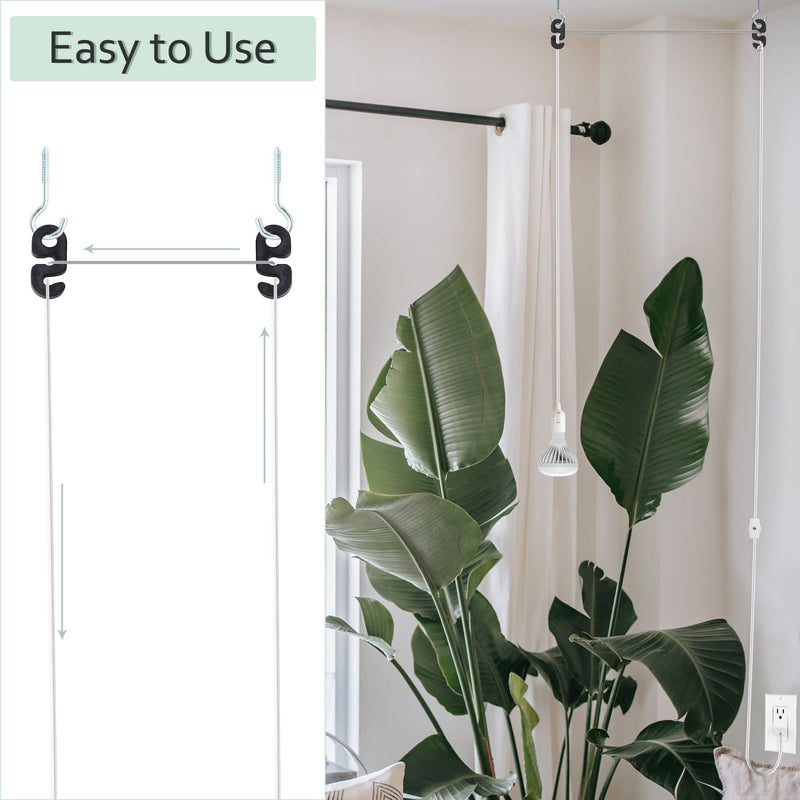 [Australia - AusPower] - JACKYLED Extension Hanging Lantern Cord Cable UL 1-Pack 12Ft 360W with E26 E27 Socket Gear Switch + Hooks + 2-Prong US AC Power Plugs Pendant Lighting Bulb Lamp for Kitchen Bedroom Bathroom 1 pack 