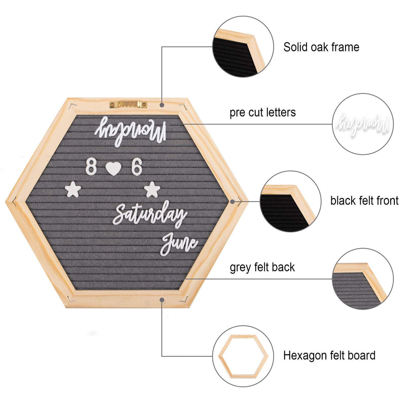 [Australia - AusPower] - Whaline Double Sided Felt Letter Board Kit with 510 Letters Month Wooden Stand Felt Bag Felt Letter Board Hexagon Felt Letter Board for Home Baby Nursery School Classroom Teaching Tool Office 