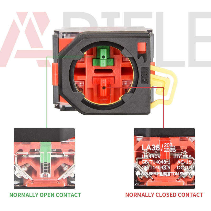[Australia - AusPower] - APIELE 22mm Key Switch 440V 10A 1NO1NC Maintained (2 Position, Latching) 2 Position Latching Type 