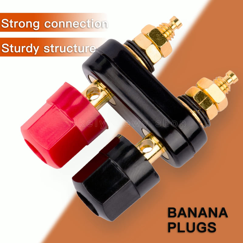 [Australia - AusPower] - 4MM Copper 2-Way Banana Plug Jack Socket Binding Post Video Speaker Terminal Connectors Power Amplifier Dual Gold Plated Insulated Terminals(6Pcs Lkelyonewy) 