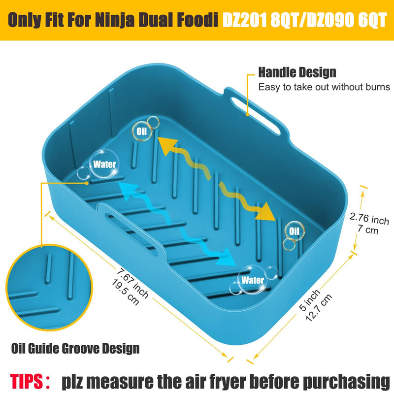 [Australia - AusPower] - 100Pcs Air Fryer Disposable Liners+2Pcs Silicone Liners Blue for Ninja DZ201,DZ100, DZ071 