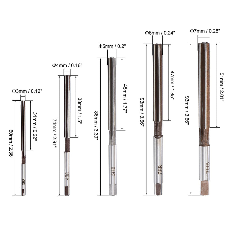 [Australia - AusPower] - uxcell Hand Reamers Set H8 Accuracy Alloy Tool Steel 6 Flutes Straight Shank Milling Cutter Tool 10pcs (3mm, 4mm, 5mm, 6mm, 7mm, 8mm, 9mm, 10mm, 11mm, 12mm) 