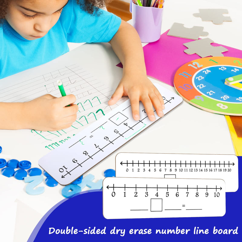 [Australia - AusPower] - 4 Pieces Dry Erase Number Line Board Double Sided White Board 4 x 14 Inch Number Line Whiteboard Dry Erase Math Manipulatives Teacher Supplies for Classroom School Supplies, 0-10/ 0-20 