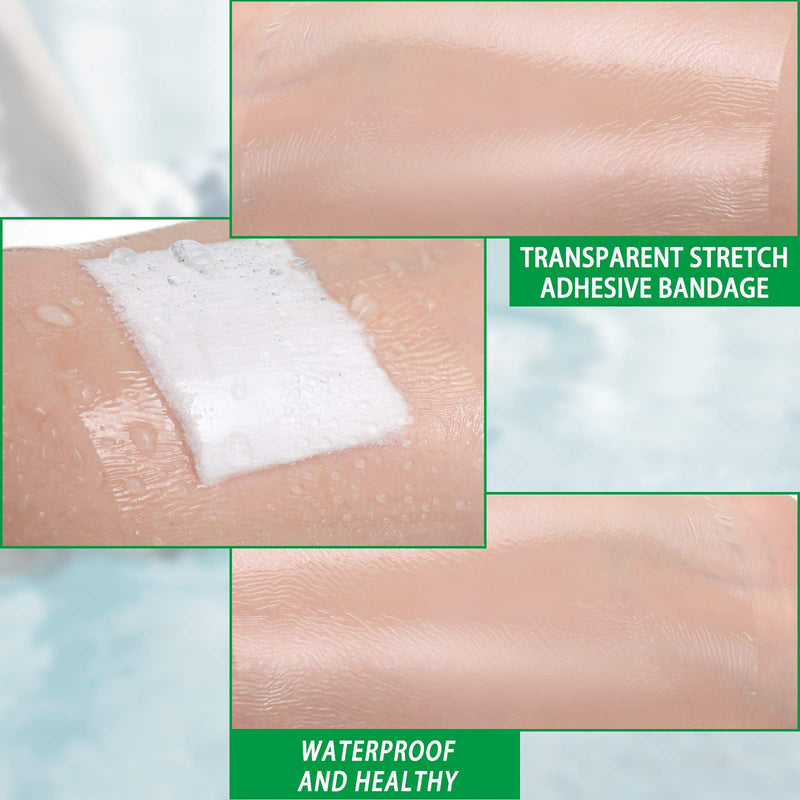 [Australia - AusPower] - 50 Pieces Waterproof Shower Patch Transparent Stretch Adhesive Bandage Protective Shower Bandage Cover Waterproof Transparent Film Clear Adhesive Bandages Dressing, 9 x 9 Inch 